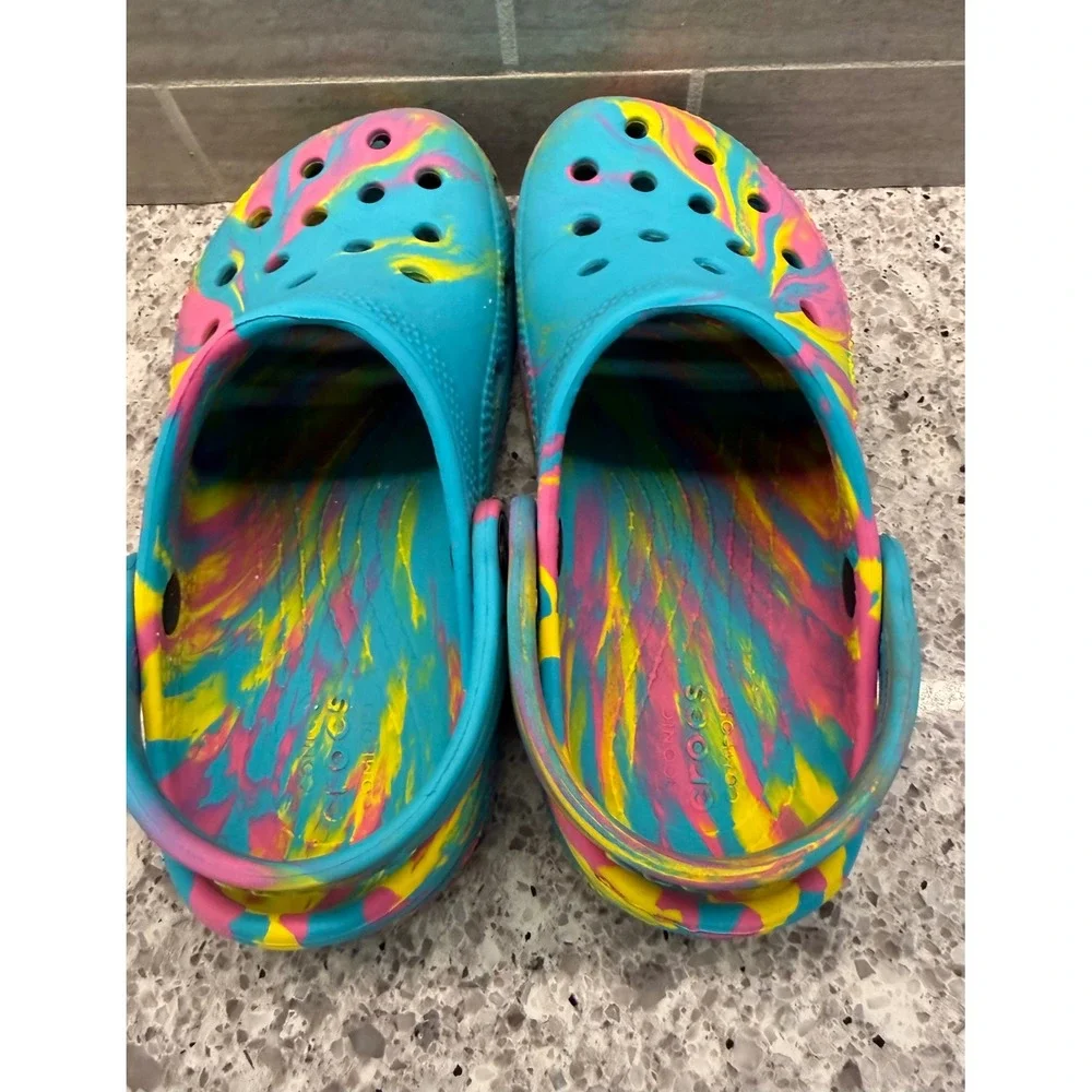 Crocs Little Kids Colorful Marbled Classic Clog Slip On Casual Shoes Size C12